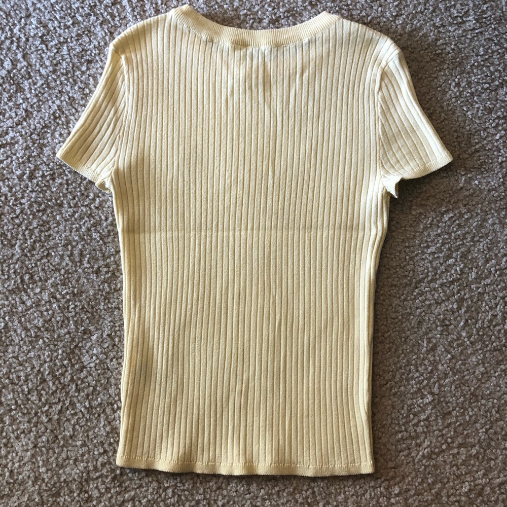 Light Yellow Ribbed Tee - Picture 3 of 5